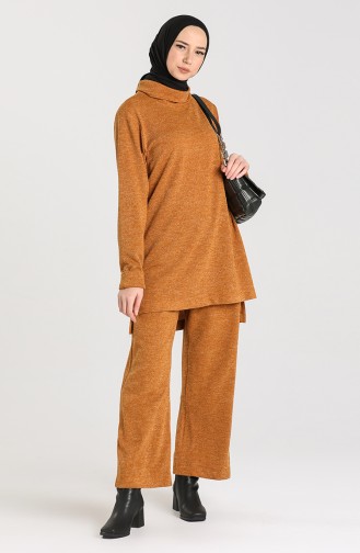 Knitwear Neck Tunic Trousers Double Suit 1146-03 Mustard 1146-03