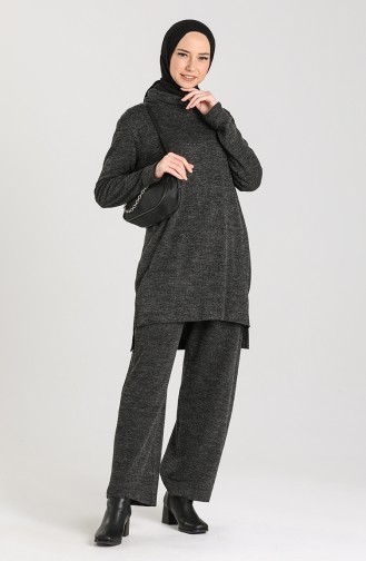 Knitwear Turtleneck Tunic Pants Double Suit 1146-04 Black 1146-04