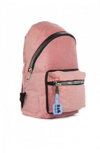 Bagmori Velvet Thick Zipper Backpack M000005368 Pink 8682166064069