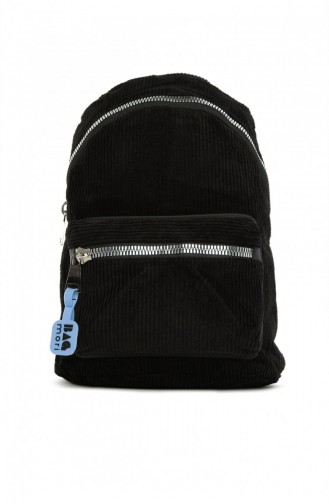 Bagmori Velvet Thick Zipper Backpack M000005368 Black 8682166064076