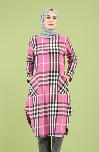 Plaid Long Tunic 3186-01 Lilac 3186-01