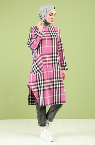 Plaid Long Tunic 3186-01 Lilac 3186-01