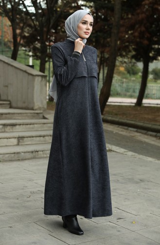 Zippered Winter Abaya 0131-06 Indigo 0131-06