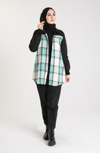 Mint green Overhemdblouse 4200A-01