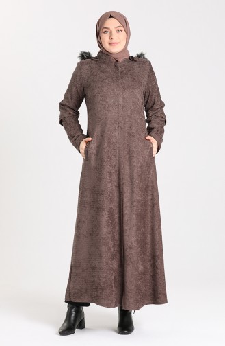 Plus Size Hooded Chenille Coat 1575-03 Mink 1575-03