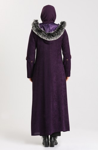 Plus Size Hooded Chenille Coat 1575-05 Purple 1575-05