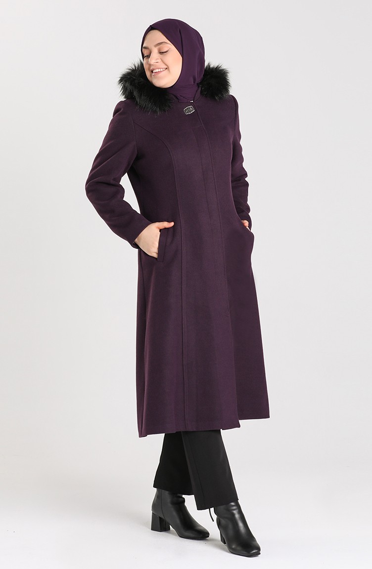 Plus Size Stamp Coat 1011 08 Purple 1011 08 Sefamerve
