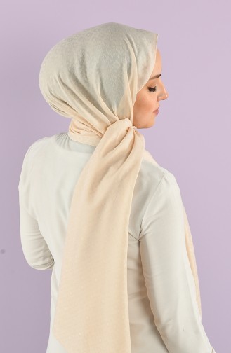 Square Jacquard Plain Shawl 15240-25 Cream 15240-25