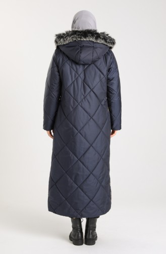 Plus Size Hooded quilted Coat 0437-02 Navy Blue 0437-02