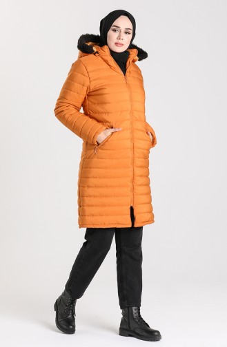 Hooded Quilted Coat 1055-07 Mustard 1055-07