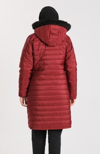 Hooded Quilted Coat 1055-08 Burgundy 1055-08