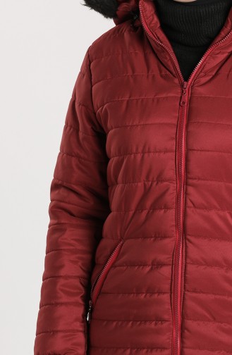 Hooded Quilted Coat 1055-08 Burgundy 1055-08