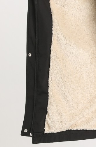 Fur Coat with Pockets 9058-01 Black 9058-01
