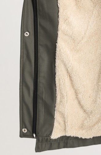 Fur Coat with Pockets 9058-03 Khaki 9058-03