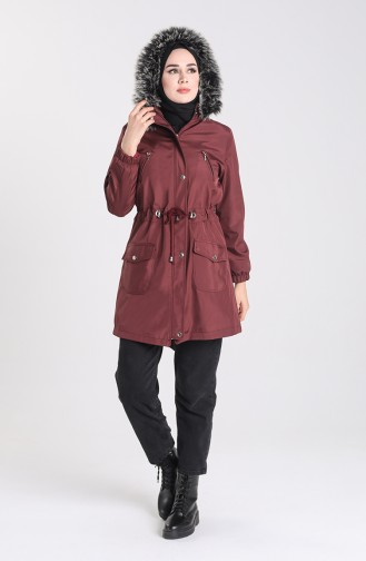 Fur Coat with Pockets 9058-04 Damson 9058-04