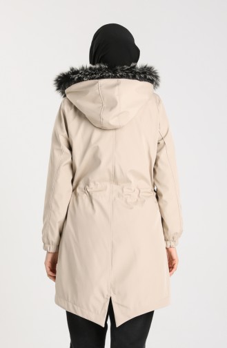 Fur Coat with Pockets 9058-05 Beige 9058-05