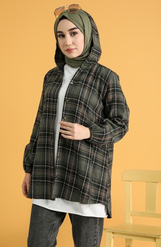 Hooded Buttoned Lumberjack Tunic 3181-04 Khaki 3181-04