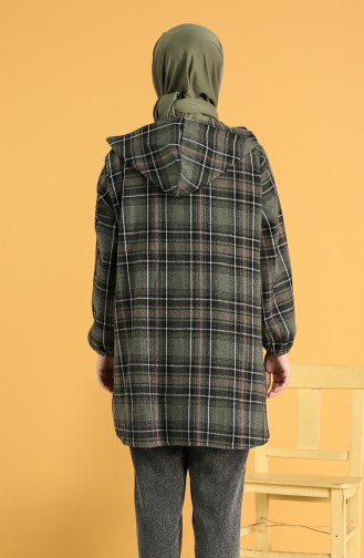 Kapüşonlu Düğmeli Oduncu Tunik 3181-04 Haki