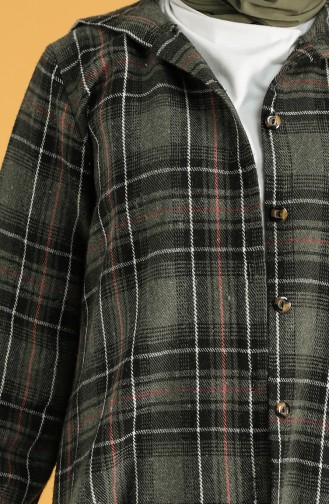 Kapüşonlu Düğmeli Oduncu Tunik 3181-04 Haki