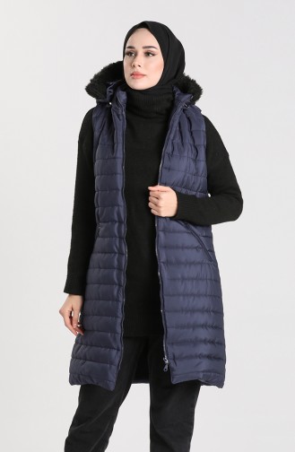 Zippered Quilted Vest 1056-03 Navy Blue 1056-03