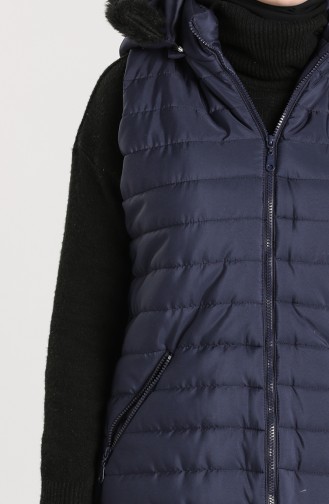 Zippered Quilted Vest 1056-03 Navy Blue 1056-03