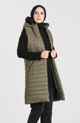 Zipper Quilted Vest 1056-06 Khaki 1056-06