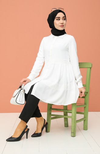 Lace Detailed Tunic 8245-04 White 8245-04