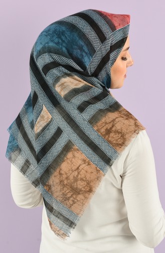 Patterned Flamed Scarf 7830-01 Petrol Dried Rose 7830-01