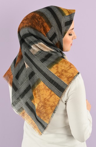 Patterned Flamed Scarf 7830-06 Mustard Brown 7830-06