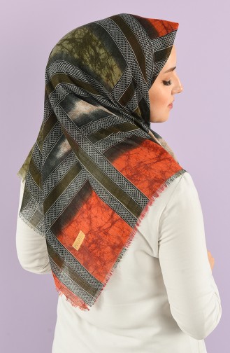 Patterned Flamed Scarf 7830-15 Tile Khaki 7830-15