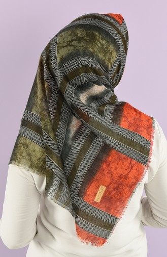 Patterned Flamed Scarf 7830-15 Tile Khaki 7830-15