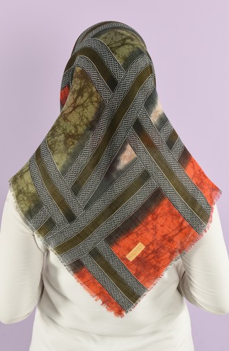 Patterned Flamed Scarf 7830-15 Tile Khaki 7830-15