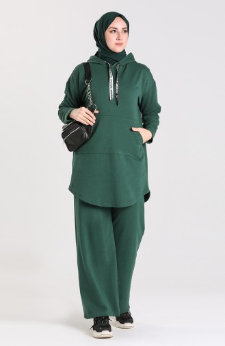 Hooded Tracksuit Suit 8588-09 Emerald Green 8588-09