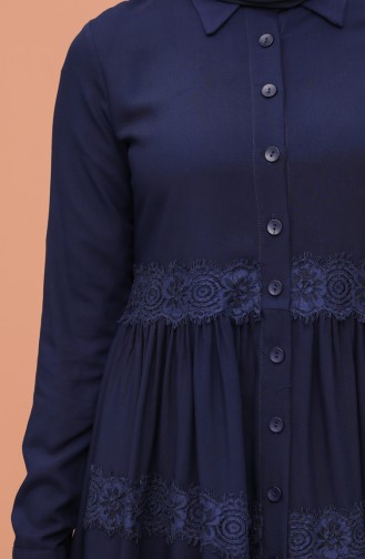 Lace Detailed Tunic 8245-03 Navy Blue 8245-03