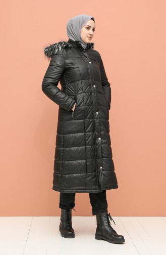 Kapüşonlu Şişme Mont 7065-01 Siyah