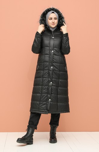 Kapüşonlu Şişme Mont 7065-01 Siyah