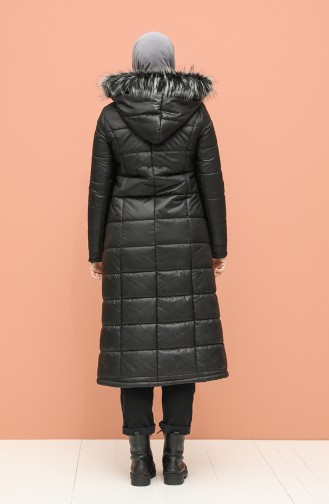 Kapüşonlu Şişme Mont 7065-01 Siyah