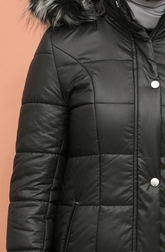 Kapüşonlu Şişme Mont 7065-01 Siyah