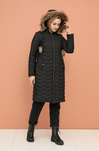 Belted quilted Coat 50951a-01 Black 50951A-01