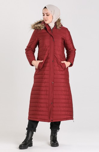 معطف طويل أحمر كلاريت 5164-04