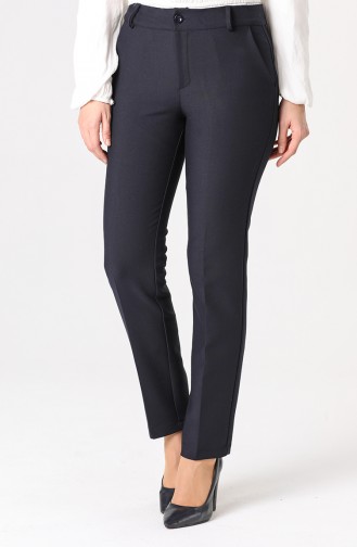 Classic Trousers with Pockets 1088-02 Navy Blue 1088-02