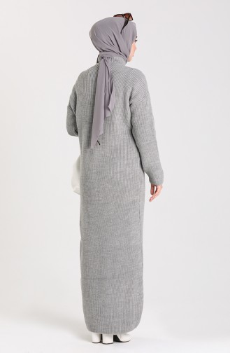 Triko Elbise Hırka İkili Takım 5008-02 Gri