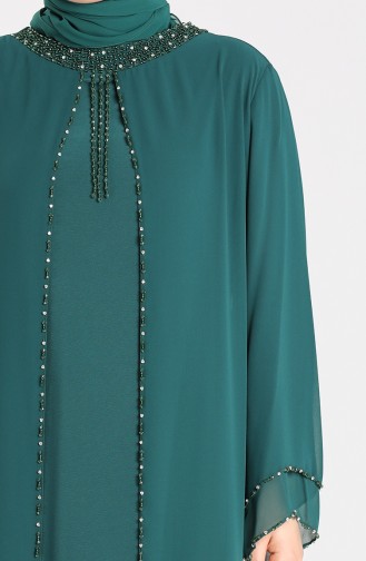Emerald Green Hijab Evening Dress 6227-08