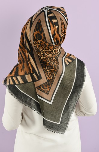 Patterned Flamed Scarf 7833-02 Khaki Dark Mink 7833-02