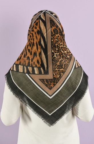 Patterned Flamed Scarf 7833-02 Khaki Dark Mink 7833-02