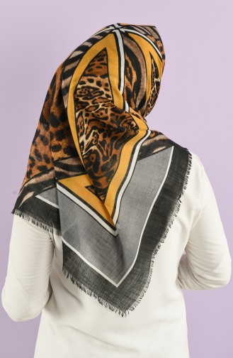 Patterned Flamed Scarf 7833-03 Mustard Gray 7833-03