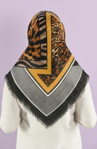 Patterned Flamed Scarf 7833-03 Mustard Gray 7833-03