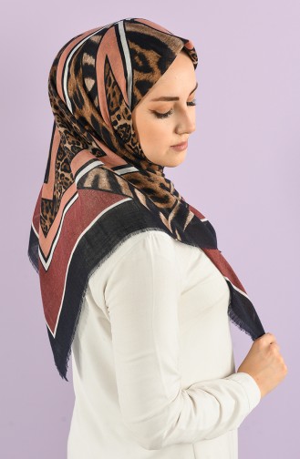 Patterned Flamed Scarf 7833-09 Dark Rose Dried Salmon 7833-09