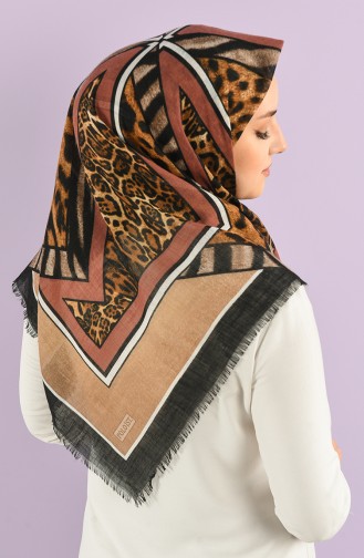 Patterned Flamed Scarf 7833-15 Dry Rose Dark Beige 7833-15