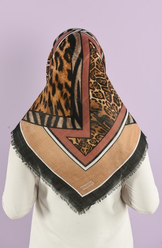 Patterned Flamed Scarf 7833-15 Dry Rose Dark Beige 7833-15